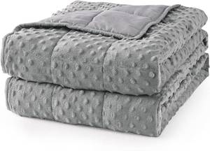 lot 22343 image: Mr. Sandman Weighted Blanket for Adults Queen Size 15 lbs, Soft Cooling Heavy Minky Blanket for Sleep, Washable Throw Blanket with Glass Beads, 60 x 80 Inches, Grey