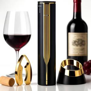 lot 22345 image: VINOWAKE Openero Electric Wine Opener By LINKSTYLE   Rechargeable Battery with Charging Base, Precision Steel Foil Cutter, Luxurious Matte Finish
