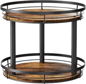 lot 22352 image: LAMU 12 Wood Lazy Susan Spice Rack Organizer, 2 Tier Spice Organization for Cabinet, Countertop, Kitchen, Table Top, Pantry, Condiment and Seasoning Rack Organizer