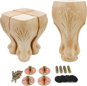 lot 22357 image: 15CM Wood Furniture Legs Unfinished European Style Carving Replacement Feet for Sofa Cabinet Wardrobe Table Loveseat Couch Ottoman