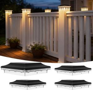 lot 22364 image: 4x4 Post Solar Lights Outdoor 4 Pack, 3 Lighting Modes 16 LED, Waterproof Fence Deck Post Lights Solar Powered Fits 4x4 3.5x3.5 WoodVinyl Posts, Solar Post Cap Light for Porch Patio Garden Backyard