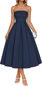lot 22767 image: ZESICA Womens Summer Strapless Cocktail Dresses 2026 Elegant Off Shoulder Flowy A Line Wedding Guest Party Midi Dress Size Large