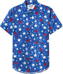 lot 22772 image: Arvilhill Men American Flag Button Shirt 4th of July Short Sleeve Shirts (Size 3XL)