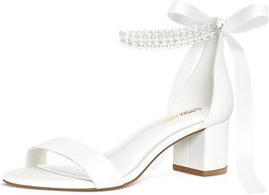 lot 22779 image: PIZZ ANNU Womens Low Block Chunky Heels Sandals Comfortable Open Toe Ankle Strap Party Dress Pump Shoes Strappy Buckle Heeled Sandal with 2 Inches Tall Thick Heel Design Size 6