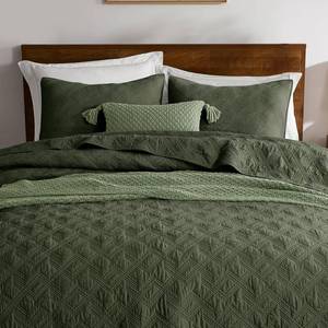 lot 22783 image: WDCOZY 100% Cotton Queen Size Quilt Set - Olive Green Pre-Washed Soft Lightweight Modern Bedspread, Farmhouse Country Rustic Coverlet, Textured Like Linen, Shabby Chic Gauze Bedding, 3 Pieces