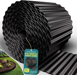 lot 22785 image: 50FT Black Corrugated Metal Landscape Edging   Flexible & Rustproof Garden Edging Border, Decorative Metal Trim for Flower Beds, Lawn, Driveway, Walkway & Raised Beds