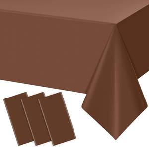 lot 22788 image: 3Pcs Brown Plastic Tablecloths for Rectangle Tables,Disposable Chocolate Table Cloth,Waterproof Tan Table Cover for Fall Thanksgiving Harvest Birthdays Weddings Party Decorations,54 x 108 Inch