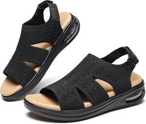 lot 22835 image: Womens Orthopedic Walking Sandals with Arch Support Air Cushion Comfortable Wedge Sandals for Women Non-Slip Breathable Knit Platform Shoes for Summer Travel Hiking Work Standing All Day Size 9-9.5
