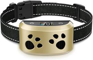 lot 22839 image: Dog Bark Collar for Medium Large Dogs, Automatic Bark Device with Rechargeable Barking Collar with 8 Adjustable Sensitivity, 4 Training Modes Adjustable Anti Barking for Large Dogs 15-120lbs, Gold