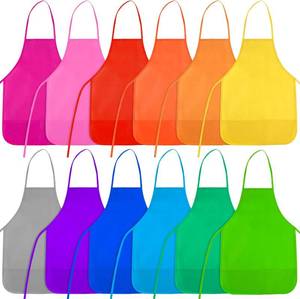 lot 22852 image: Kids Painting Aprons 12 Pieces 12 Colors Kid Art Apron with 2 Roomy Pockets Kids Aprons for Art Painting Activity Kitchen Crafts