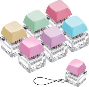 lot 22862 image: Taiyin 6 Pcs Keyboard Fidget Toys Keyboard Clicker Fidget Keychain Decompression Button Finger Clicker Toys Button Stress Relief Gifts for Relieving Stress (Macaron,Classic)