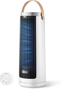 lot 22868 image: LEVOIT Tower Fan for Bedroom, 20dB Quiet Desk Fan with 23fts, Portable & Easy to Carry, 3-Angle & 5-Speed Mini Oscillating Fan, DC Motor, Bladeless, Remoter, 12H Timer, for Home, Room, Office, White, NO CORD