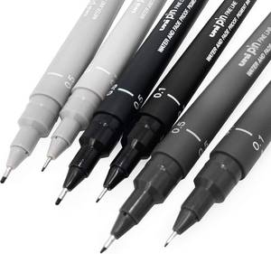 lot 22885 image: Uni Pin Fineliner Drawing Pen - Sketching Set - Gray Tones - 0.10.5mm - Set of 6