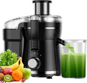 lot 22904 image: Juicer Machine, 500W Centrifugal Juicer Extractor with 3 Speed & Wide Mouth 3 Feed Chute for Fruit Vegetable, High Yield Juicer Included Cleaning Brush for Easy to Clean, Black