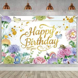 lot 22912 image: Pink Flower Bush Garden Birthday Photography Background Banner for Womens Party Decoration
