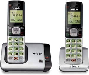 lot 22918 image: VTech CS6719-2 2-Handset Cordless Phone with Caller IDCall Waiting, Handset Intercom & Backlit DisplayKeypad, Silver