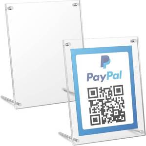 lot 22932 image: Kevenal QR Code Signs, 6 x 8 Inch Clear QR Code Menu with Metal Stand, Cash App Acrylic Holders - 2 Packs