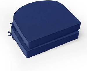 lot 22941 image: Outdoor Chair Cushions Set of 2 Waterproof & Fade Resistant Patio Furniture Cushions - 18.5 x 16 x 2 Inch Non Slip Round Corner Seat Cushion Pads with Removable Cover for Garden Yard Lawn, Navy Blue
