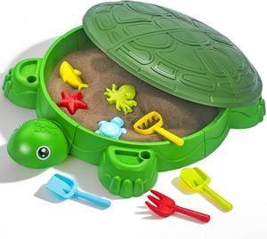 lot 18700 image: VROGTIK Turtle Sandbox with Lid & Beach Toys Set, 38 Kids Sandbox for Toddlers 3-8, Indoor Outdoor Sensory Play Sand Box with Cover, Summer Gift for Ages 3-8