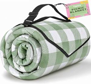 lot 18715 image: TigeJoy Extra Large Picnic Blanket Waterproof Foldable 80x80, Outdoor Picnic Mat Beach Blanket Sandproof for Park, Grass, Travel, Hiking, Camping Essentials, Gingham Picnic Blanket