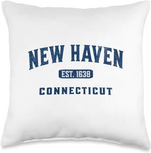 lot 18720 image: Vintage Athletic CT Souvenir Visit New Haven Connecticut Throw Pillow