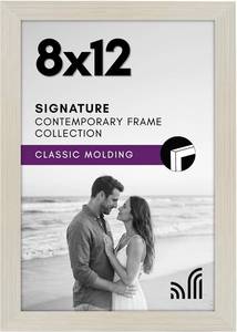 lot 18728 image: Americanflat 8x12 Picture Frame with Shatter-Resistant Glass - Signature Collection - Gallery-Style Frames Made of Engineered Wood - Photo Frame for Tabletop and Wall Display - Light Wood