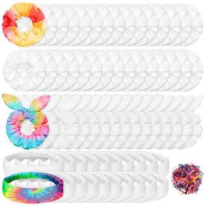lot 18737 image: 65 Pcs White Cotton Scrunchies Hair Ties Accessories for Tie Dye Party Supplies Including 30 Scrunchies 15 Bow Hair Ties 20 Headband Non Slip Stretchy Elastic Head Wrap Holder for Women DIY Tie Dye
