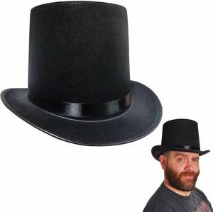 lot 18758 image: Black Top Hat for Men Women Adult, Magician Ringmaster Hats for Adults,Dress Up Party Hat,Comedy Cosplay Costume