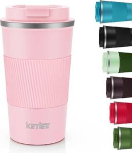 lot 18801 image: KETIEE 12oz Travel Mug, Insulated Coffee Cup with Leakproof Lid, Travel Coffee Mug Vacuum Stainless Steel Double Walled Reusable Car Tumbler for Hot and Cold Water Tea Pink