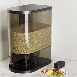 lot 18802 image: SYNCVIBE Large Rice Dispenser 22-25Lbs, Cereal Dispenser Rice Container Food Storage Container with Measuring Cup, Cereal Containers Storage Kitchen Storage Household Moisture Proof Holder, Black