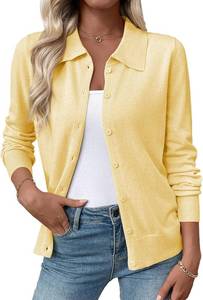 lot 18814 image: EVALESS Cardigan Sweaters for Women Wool Blend Lightweight Trendy Long Sleeve Lapel Collar Button Down Sweater Cardigans Size Large