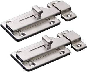 lot 18819 image: Door Bolts, 2 Pieces Stainless Steel Latch Sliding Door Lock, Surface Mounted Slide Bolt for All Types of Internal Doors