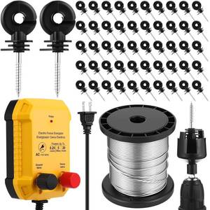 lot 18821 image: MorningRo Electric Fence for Preventing Animals Intruding 2 Mile 110VAC 0.25 Joule Electric Plug in Fence, 50 Black Insulator and 1 Socket Tool 250ft Aluminum Wire for Animals and Keep Out Predators