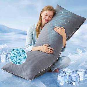 lot 18822 image: YZ HOME Cooling Body Pillow for Adults- Pillow Insert with Shredded Blue Memory Foam, Soft Support for Side Sleepper, Pregnant Women, Back Pain Relief, Washable Pillowcase (20x54 Inch, Grey)