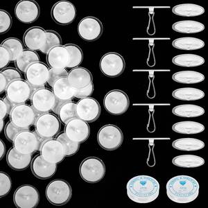 lot 18828 image: 20-Pack Self-Adhesive Ceiling Hooks with 80ft Hanging Line for Paper Lanterns Hanging, Removable Sticky Damage-Free No-Drill Ceiling Wall Hooks for Festival Wedding Birthday Party