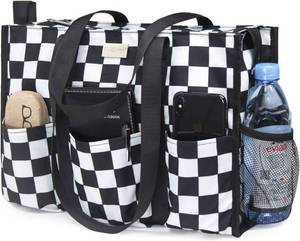lot 18831 image: TOPDesign Utility Water Resistant Tote Bag with 13 Pockets, Top Zipper Closure & Thick Bottom Support, for Working Women