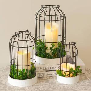 lot 18837 image: Rustic Farmhouse Lantern Decor Set of 3 Lanterns Decorative Indoor and Outdoor, Fireplace Mantle or Kitchen Dining Table - Modern Upscale Beauty for Home
