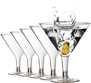 lot 18839 image: Youngever 12 Pack Plastic Cocktail Glasses, 8 Ounce Shatterproof Martini Cups, Reusable Cocktail Cups