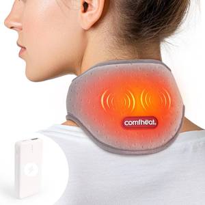 lot 18844 image: Cordless Neck Heating Pad with Vibration Massager for Pain Relief, Rechargeable Heated Neck Wrap FSA Eligible HSA for Soreness Stiffness, 3 Heat Levels & Vibrations, 3000mAh Battery Included