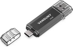 lot 18854 image: Vansuny 64GB Type C Flash Drive 2 in 1 OTG USB 3.0  USB C Memory Stick with Keychain Dual Type C Thumb Drive Photo Stick Jump Drive for Android Smartphones, Computers, MacBook, Tablets, PC