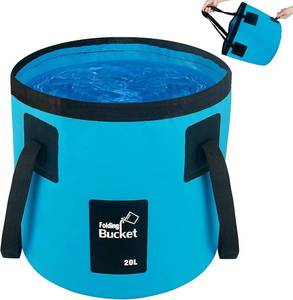 lot 18863 image: 5 Gallon Collapsible Bucket with Handle, Car Wash Bucket Foldable Water Storage Container for Camping Fishing Beach Gardening, Portable Laundry Wash Basin for RV Cleaning Supplies Swamp Emergency Prep