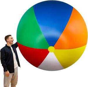 lot 18867 image: 5 ft or 5.9 ft Giant Inflatable Beach Ball Jumbo Rainbow Ball Extra Large Inflatable Toys for Pool Summer Beach Pool Event Party Massive Games