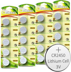 lot 18871 image: GutAlkaLi CR2450 Lithium 3V Battery, Electronic Coin Cell Button for Toys Calculators Watches (20 Pcs)