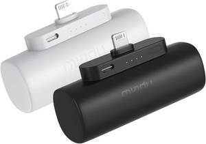 lot 18879 image: Miady 2-Pack Mini Portable Charger Built-in Connector Compact Battery Pack  5000mAh PowerBank Not for Android Lightweight for Travel Compatible with iPhone 1413 Series Flight-Safe 18Wh BlackWhite