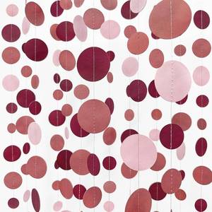 lot 18887 image: Burgundy Dusty Pink Decorations Circle Dot Garland Maroon Pink Hanging Polka Dot Streamer Banner for Wedding Birthday Bridal Shower Engagement Baby Shower Graduation Anniversary Garnet Party Supplies