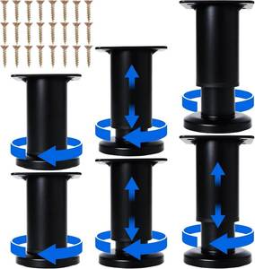 lot 22960 image: 6 Pcs Adjustable Height Furniture Support Legs with Screws 3.15-4.72 inch, Metal Heavy Duty Furniture Replacement Legs for ChairBedSofaCabinetCouchDresserBedTable (Black)
