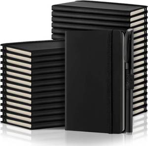 lot 22970 image: Laumoi 36 Sets Pocket Notebook Journals with Pens A6 Cute Small Journal Notebook Ruled Lined Mini Notepad Hardcover Executive Notebooks Set with Pen Holder for School Office, 3.7 x 5.7 Inch (Black)