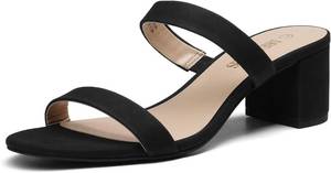 lot 21997 image: DREAM PAIRS Womens Two Strap Open Toe Low Block Chunky Heels Sandals Dress Pumps Casual Summer Mules Shoes
