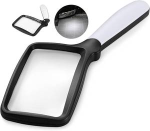 lot 22152 image: Magnifying Glass with Light, Folding Handheld 3X Large Rectangle Lighted Magnifier with Dimmable LED for Macular Degeneration Seniors Reading Newspaper, Books, Lighted Gift for Low Visions