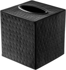 lot 22155 image: Monarch Abode Tissue Box Cover Square   Hand Hammered Black Metal Tissue Holder Box for Bathroom Accessory, Aesthetic Decorative Facial Napkin Cube for Modern Home Decor